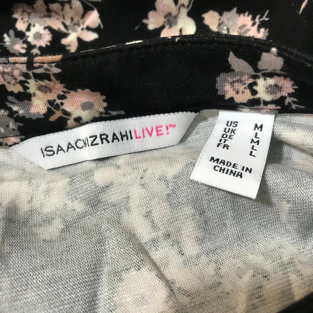 Issac Mizrahi Live! Black Floral Print Blouse Top EUC Medium M Button Down Front - Picture 8 of 9